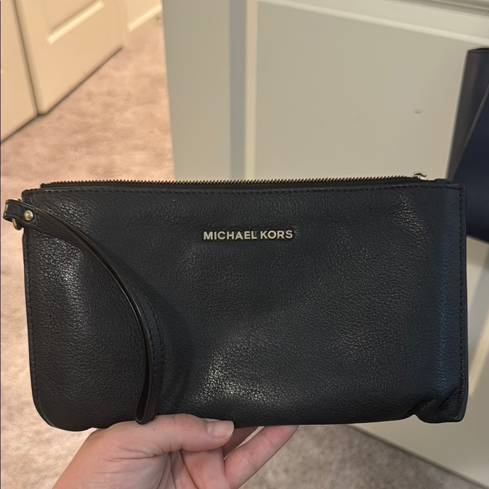 Michael Kors Black Leather Wristlet